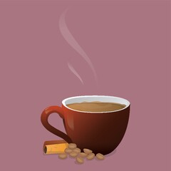 cup of coffee with coffee beans