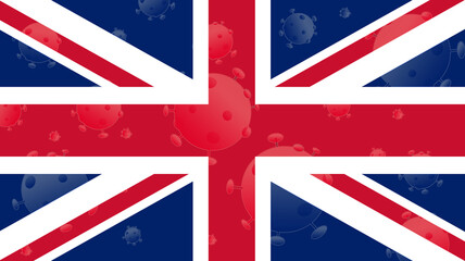 Coronavirus, flag of United Kingdom (Great Britain) - 365187170