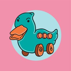 wooden duck with wheels