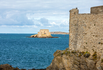 Fototapeta na wymiar View Of Fort Du Petit Be in St Malo. Brittany, France