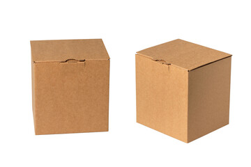 Set of brown cardboard boxes, isolated