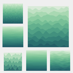 Abstract waves background collection. Curves in blue green colors. Attractive vector illustration.