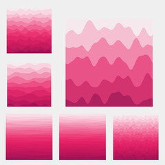 Abstract waves background collection. Curves in pink colors. Radiant vector illustration.