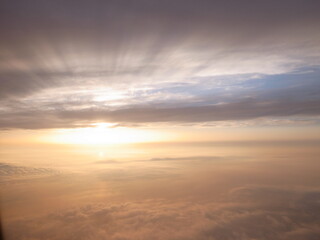 sunrise from the window on the plane