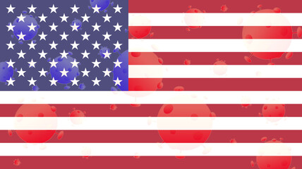 Coronavirus, flag of United States, US, USA - 365189122
