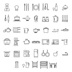 set of chef and home appliance icons
