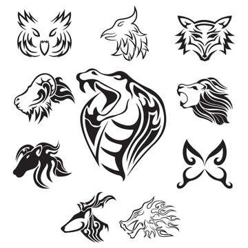 collection of animal tattoos
