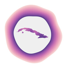 Cuba icon. Colorful gradient logo of the country. Purple red Cuba rounded sign with map for your design. Vector illustration.