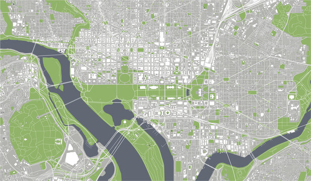 map of the city of Washington, D.C., USA