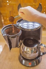 coffee maschine get prepared to brew up 