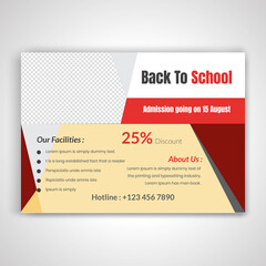Back To School Concept Horizontal Flyer Template.