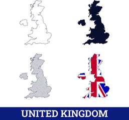 United Kingdom Map with National flag Vector