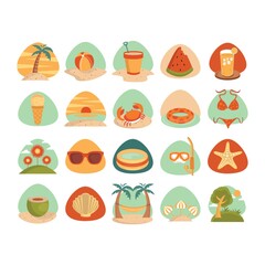 set of summer icons