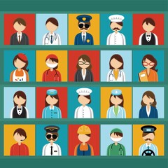 set of professional people