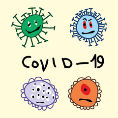 coronovirus monsters children's drawing COVID-19