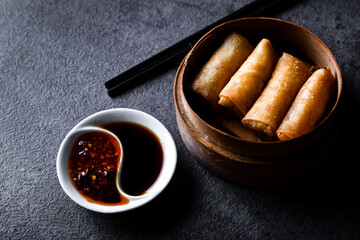 Dim SUM . Chinese dimsum bamboo steamer