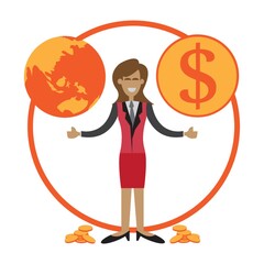 businesswoman happy with global sales