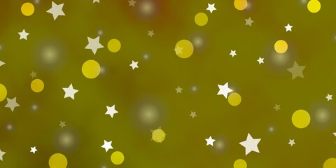 Obraz na płótnie Canvas Light Green, Yellow vector texture with circles, stars. Abstract illustration with colorful shapes of circles, stars. Pattern for design of fabric, wallpapers.
