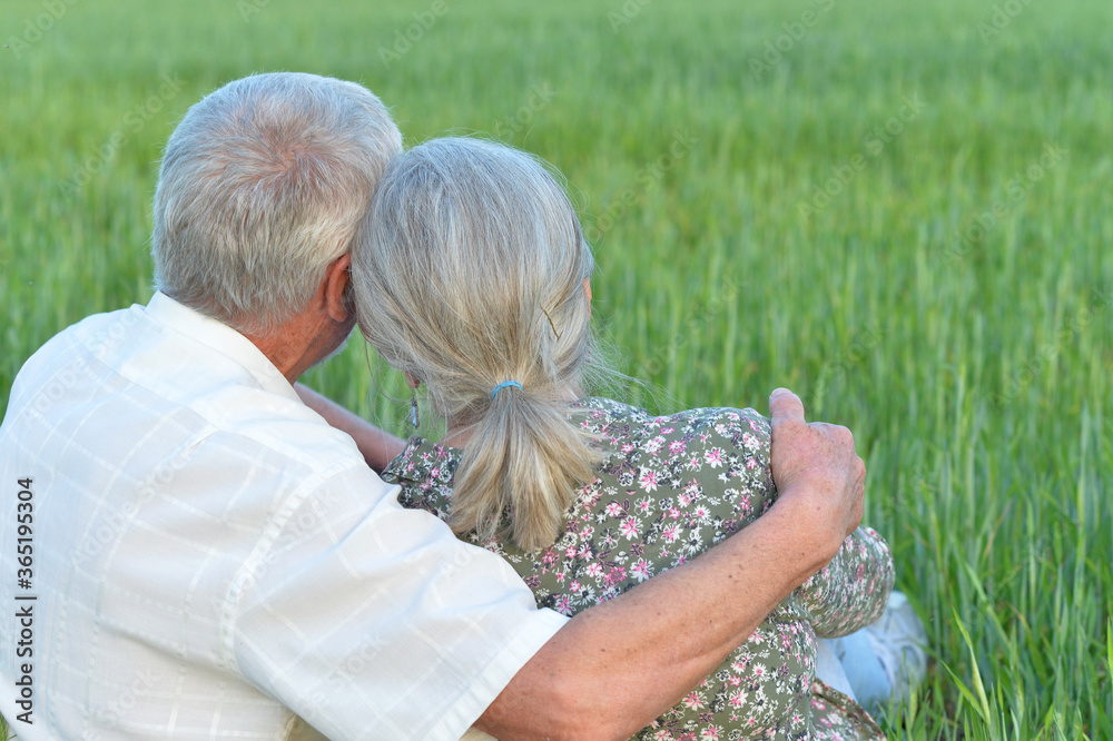 Canvas Prints back view. portrait of happy elderly couple resting