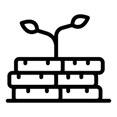 Grow plant money coin icon. Outline grow plant money coin vector icon for web design isolated on white background