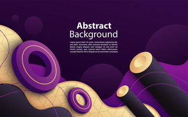 Fototapeta premium Modern dynamic purple with 3d abstract shape composition background design.
