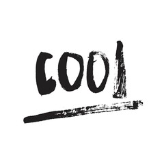 Cool! Decorative letter. Hand drawn lettering. Quote. Vector hand-painted illustration. Decorative inscription. Font, motivational poster. Vintage illustration. Abstract. Black lettering.