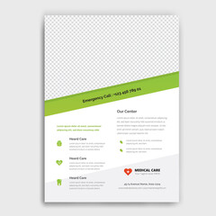 Medical care and hospital flyer template.