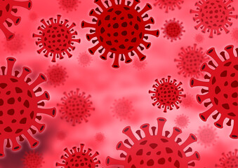 Corona virus with a red background