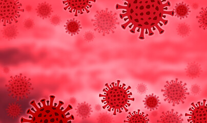 Corona virus with a red background