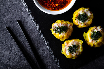 Dim SUM . Chinese dimsum bamboo steamer