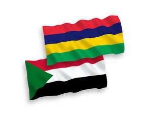 Flags of Mauritius and Sudan on a white background
