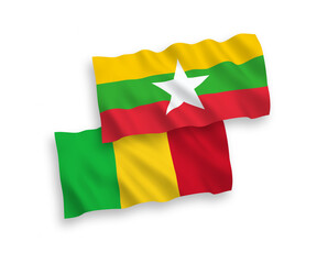 Flags of Mali and Myanmar on a white background