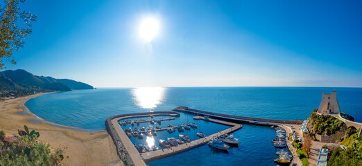 Fototapeta premium Sperlonga (Italy) - The touristic white city on the sea, province of Latina, Lazio region