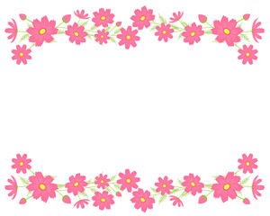 Obraz na płótnie Canvas カラフルなコスモスの花のフレーム　秋桜のメッセージカード