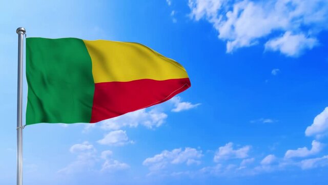 Seamless loop of the Benin flag waving in the wind	
