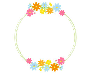 カラフルなコスモスの花のフレーム　秋桜のメッセージカード