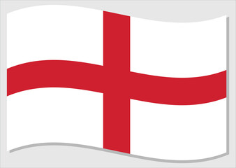 Obraz premium Waving flag of England vector graphic. Waving English flag illustration. England country flag wavin in the wind is a symbol of freedom and independence.