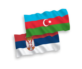 Flags of Azerbaijan and Serbia on a white background