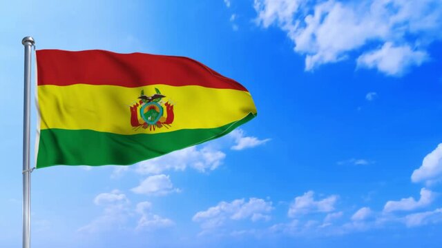 Seamless loop of the Bolivia flag waving in the wind	