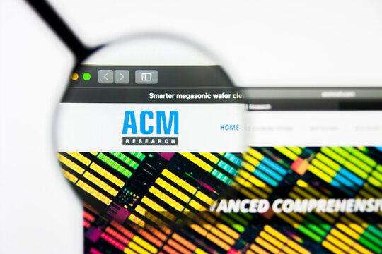 Richmond, Virginia, USA - 8 May 2019: Illustrative Editorial of ACM Research Inc website homepage. ACM Research Inc logo visible on display screen.