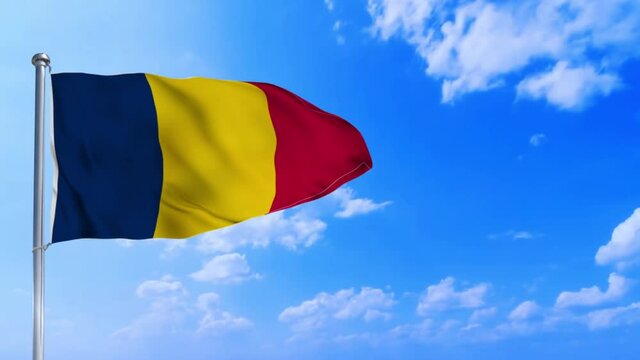 Seamless loop of the Chad flag waving in the wind	