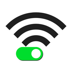 Turn on wifi sign. Vector illustration isolated on white background. Digital symbol, sign.