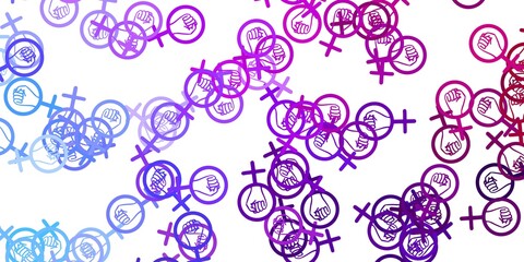 Light Blue, Red vector background with woman symbols.