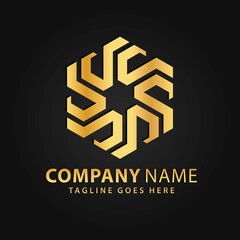 3D Gold Hexagon Company Modern Logos Design Vector Illustration Template