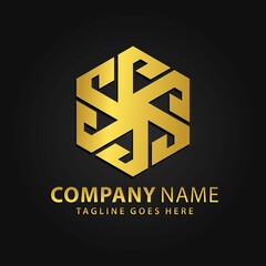 3D Golden Hexagonal Company Modern Logos Design Vector Illustration Template