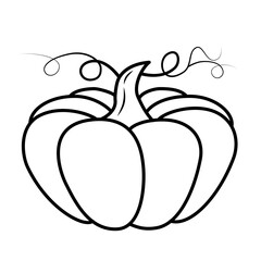 Vector black and white pumpkin icon in a flat style. The illustration is suitable for decorating a Halloween holiday, menu, food.