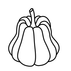 Vector black and white pumpkin icon in a flat style. The illustration is suitable for decorating a Halloween holiday, menu, food.