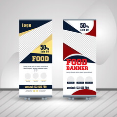 Food roll up banner design for restaurant