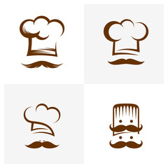 Set of Chef Hat Logo Design Template Vector, Icon Symbol, Creative Design Concepts