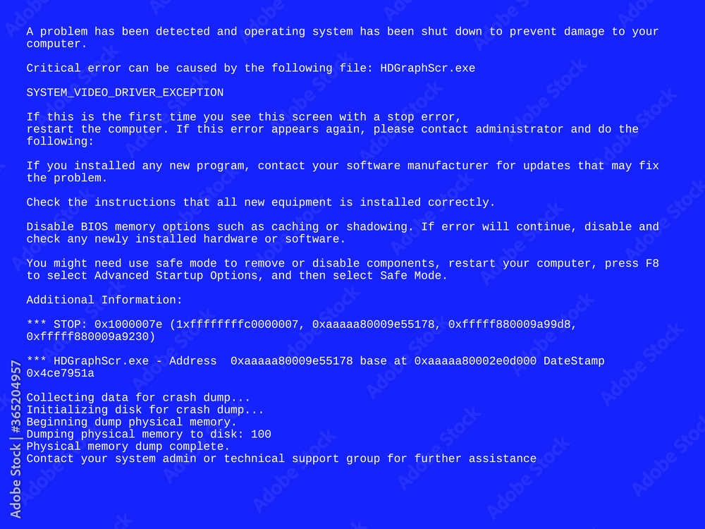 Wall mural blue screen of death - bsod. critical error message. white text on a blue background. vector templat